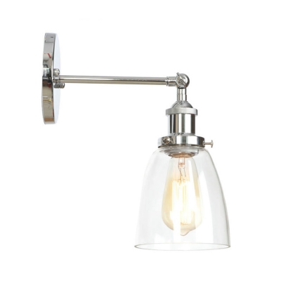 Single Light Dome Wall Lighting Industrial Concise Glass Shade Wall Lamp in Chrome for Corridor