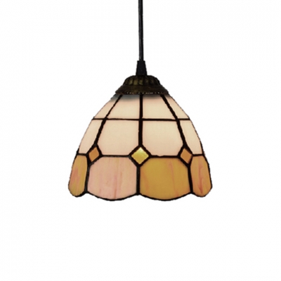 5.5 Inch Width Tiffany Style Polygon Shape Shade Mini Pendant Light