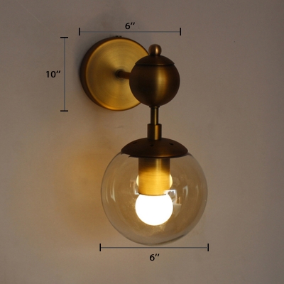 Ball Wall Light Industrial Retro Style Clear Glass Art Deco Wall Sconce for Staircase