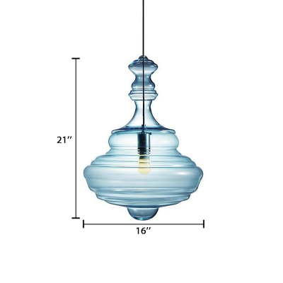 Blue Gyro Hanging Lamp Designers Style Closed Glass Single Light Decorative Pendant Lamp