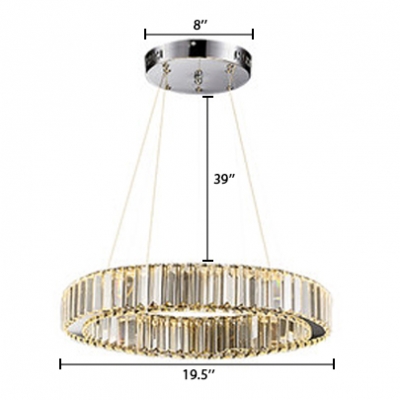 Contemporary Carousel LED Chandelier Crystal Hanging Lamp in Chrome for Living Room
