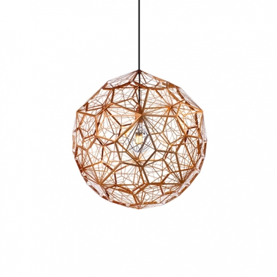 Contemporary Etched Web Pendant Lamp Stainless 1 Light Suspended Lamp in Rose Gold