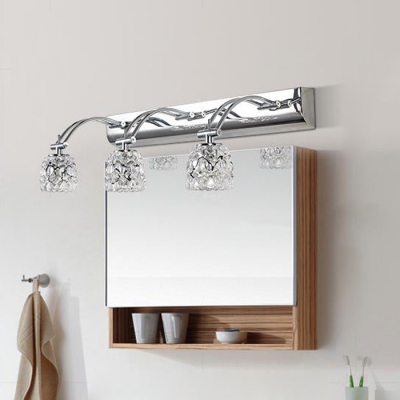 Crystal Swing Arm Vanity Light Contemporary LED Lighting Fixture for Mirror in Chrome