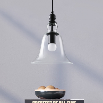 Designers Style Bell Hanging Light Height Adjustable Glass Ceiling Light for Study Room