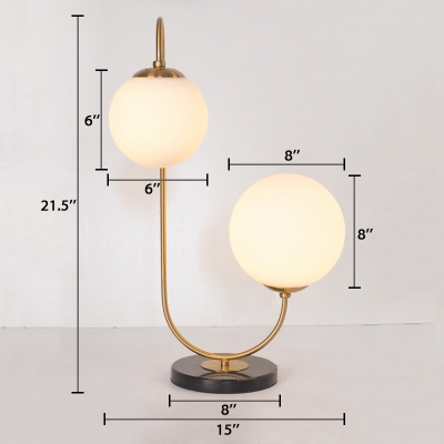 Designers Style Double Ball Table Lamp Opal Glass 2 Light Desk Light for Living Room