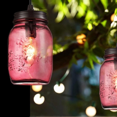 Industrial Hanging Pendant Light in Multicolor, Mason Jar