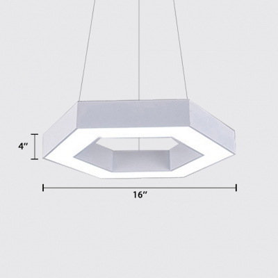 Metal Hex Pendant Light in Contemporary Style Matte White Finish 16