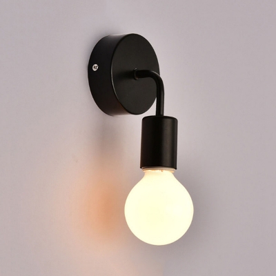 Open Bulb LED Sconce Lighting Modernism Metal 1 Light Wall Light Fixture in Black