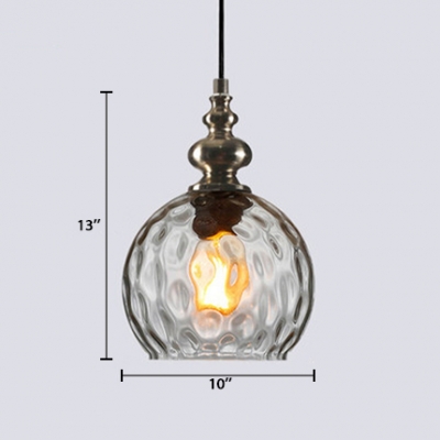 Ripple Glass Globe Suspended Light Designers Style 1 Bulb Hanging Lamp for Sitting Room