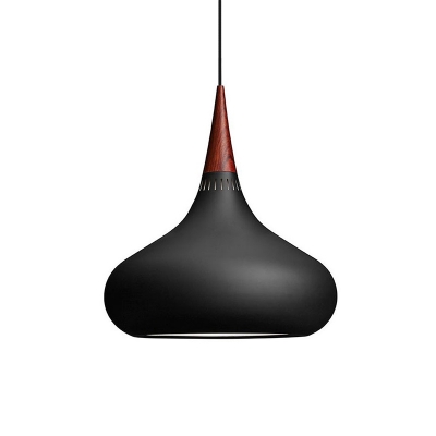 Spinning Suspended Light Simplicity Wooden 1 Bulb Drop Ceiling Lighting in Black