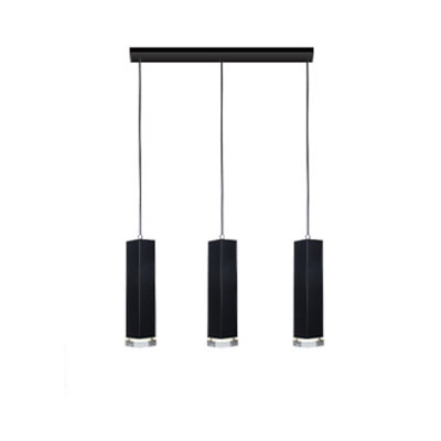 3 Light Tube Pendant Light Modern Concise Aluminum LED Suspended Lamp in Black for Bar Counter