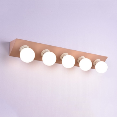 5 Light Open Bulb Wall Light Hollywood Style Colorful Mirror Light in Pink/Yellow for Dressing Room