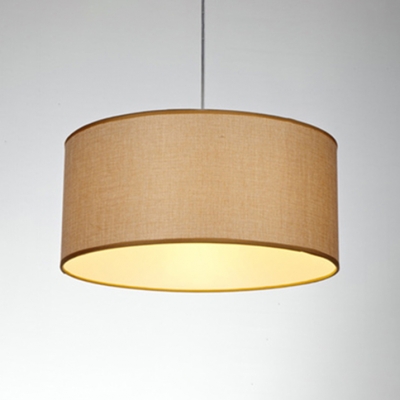 Beige Cylinder Chandelier Concise Modernism Fabric Triple Lights LED Hanging Lamp