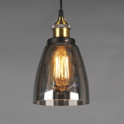Cloche Shade 1 Light Pendant Light with Amber/Smoke/Clear Glass Shape in Vintage Style for Kitchen Warehouse