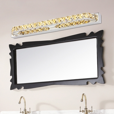 Crystal Vanity Light Contemporary Stainless Wall Mount Fixture in Champagne for Bathroom