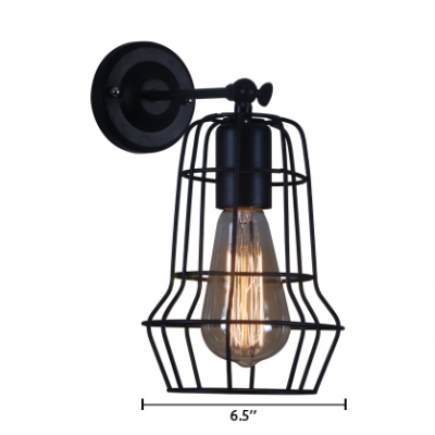 Geometric Wall Sconce with Metal Frame Retro Style 1 Bulb Decorative Wall Mount Light in Black