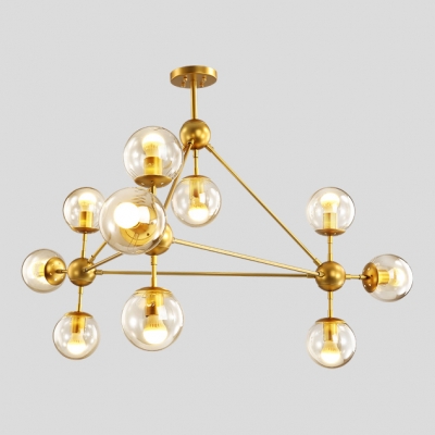 Gold Finish Ball Drop Light Luxury Designers Style Metal Multi Light Chandelier for Hall