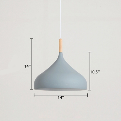 Gray Teardrop Pendant Light Modern Design Wood 1 Head Suspended Light for Living Room