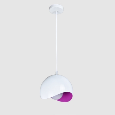 Half Round Ceiling Lamp Designers Style Colorful Length Adjustable Metal Pendant Light