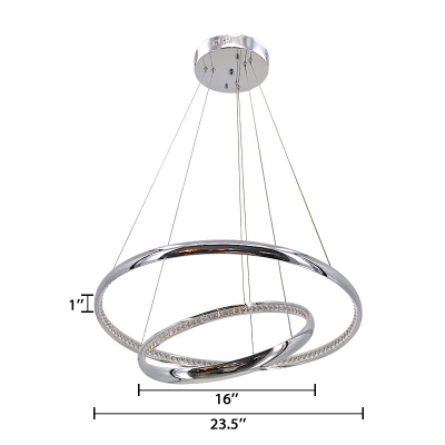Halo Ring LED Hanging Lamp Modernism Decoration Crystal Suspension Light in Warm/White