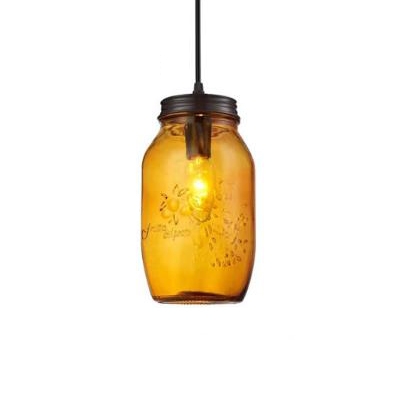 Industrial Hanging Pendant Light in Multicolor, Mason Jar