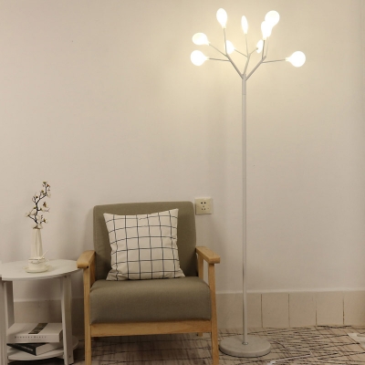 Leaf Design Standing Lamp Designers Style Opal Glass Floor Light for Office Studio