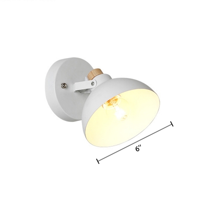 Metal Semicircle Shade Sconce Light Concise Rotatable Single Light Wall Lamp in White