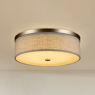 Modernism Round Flush Light Fixtures Fabric Flush Mount Lamp Fixture in Warm/White