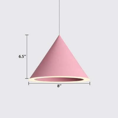 Multi Color Funnel Shape Pendant Lights Macaroon Style Aluminum LED Ceiling Pendant Light 8
