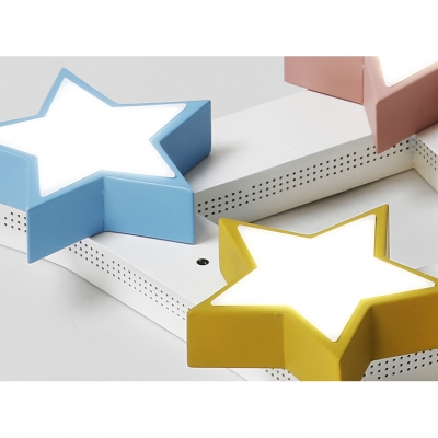 Multi Color Star Ceiling Fixture Modern Design Metal 7 Lights LED Flush Mount for Kindergarten