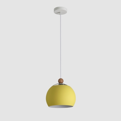 Orb Lighting Fixture Macaron Modern Iron Single Light Pendant Lamp in Green/Yellow