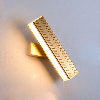 Rotatable 1 Head Linear Sconce Light Minimalist Aluminum LED Lighting Fixture in Gold for Bedside