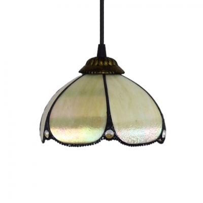 Simple Hanging Lamp with Tiffany-Style Scalloped Glass Shade