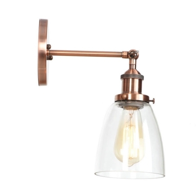 1 Bulb Armed Wall Mount Light Vintage Simple Clear Glass Shade Wall Light in Copper Finish