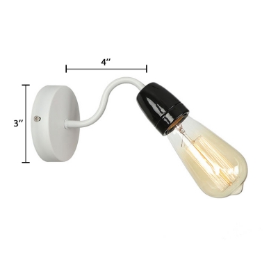 1 Light Bare Bulb Style Sconce Light Modern Fashion Metal Wall Mount Fixture for Children Room