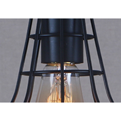 1 Light Wire Guard Wall Mount Light Industrial Metallic Wall Sconce in Black for Coffee Shop