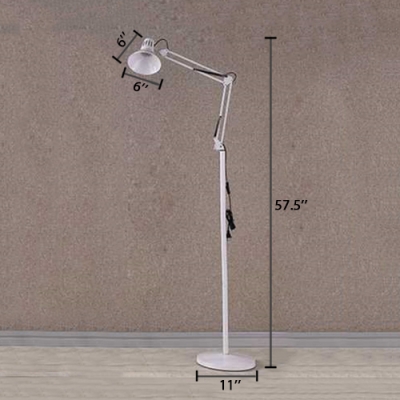 Arm Adjustable Floor Light Contemporary Metal Single Light Floor Light in White Finish