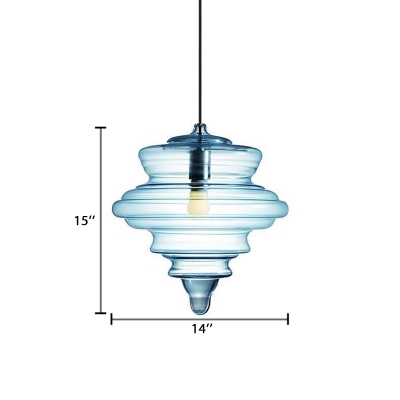 Blue Gyro Hanging Lamp Designers Style Closed Glass Single Light Decorative Pendant Lamp