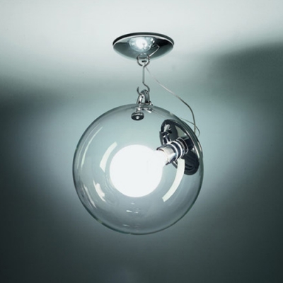 Clear Glass Ball Ceiling Light Modern Design 1 Light Semi Flush Mount Lighting in Chrome