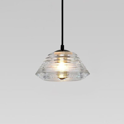 Clear Glass Geometric Hanging Lamp Modern Fashion Single Light Suspended Light for Corridor