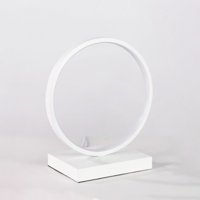 Contemporary Halo Ring Table Light Acrylic LED Standing Table Lamp in White for Bedroom