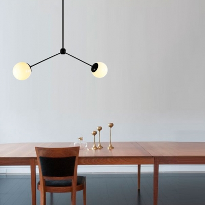Cream Glass Globe Chandelier Lamp Post Modern Simplicity 2 Light Accent Hanging Light