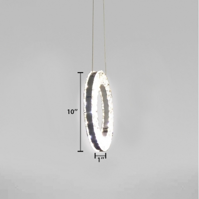Crystal Vertical Ring Suspension Light Luxury Modern LED Hanging Light fixture in Chrome