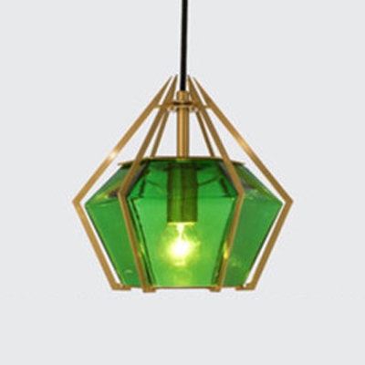 Diamond Suspension Light Modern Fashion Green Glass Creative Art Deco Drop Light