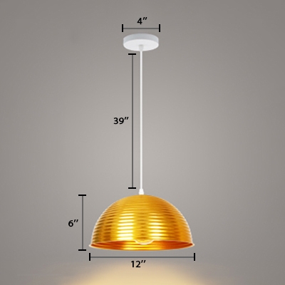 Dome Pendant Lamp Modernism Aluminum 1 Head Suspended Light in Gold for Dining Room