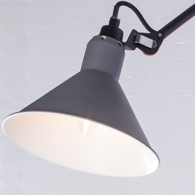 Gray Railroad Shade Wall Lamp Designers Style Industrial Steel Wall Light for Study Room