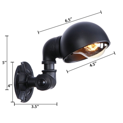 Industrial Semicircle Wall Sconce Wrought Iron Single Light Wall Lighting in Black Finish for Foyer