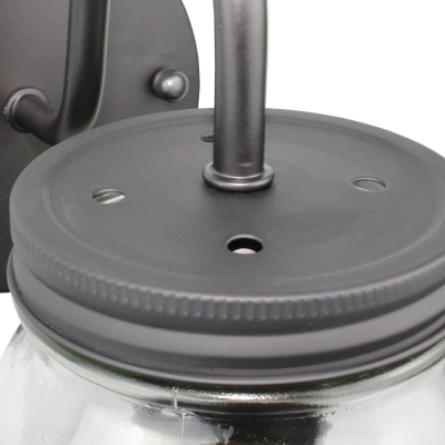 Jar Shape Sconce Lighting Industrial Simple Glass Shade Single Head Wall Light Fixture in Black