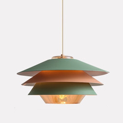 Multi Tier Drum Drop Light Designers Style Macaron Ceiling Lamp in Multi Color for Coffee Shop