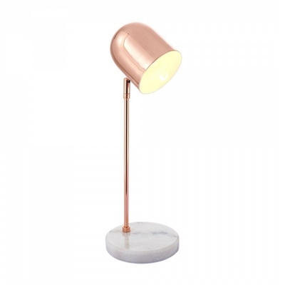 Rose Gold Cup Desk Lamp Contemporary Metal Table Light with Marble Base for Bedside Office